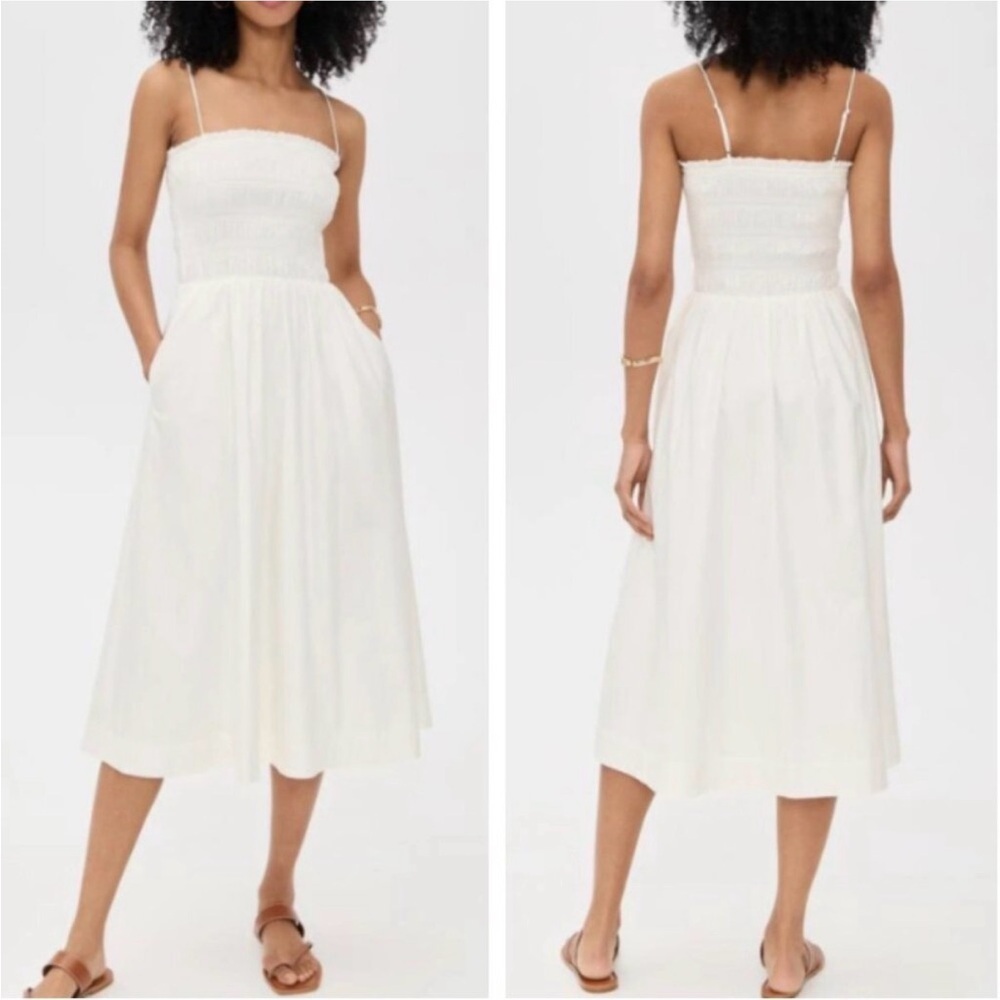 Reformation Kerrie Midi Dress White Ivory French Cotton Causal Womens 6 NWT